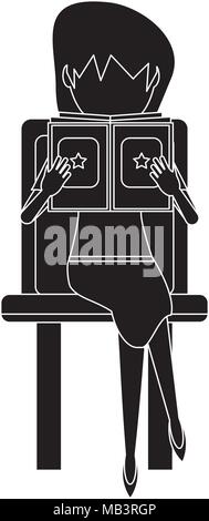 avatar businesswoman reading a book over white background, vector illustration Stock Vector