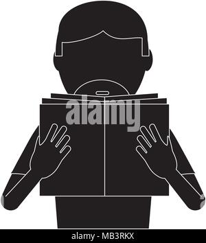 avatar man with beard reading a book over white background. vector illustration Stock Vector