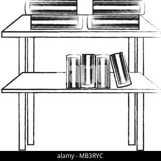 sketch of shelves with books over white background, vector illustration Stock Vector