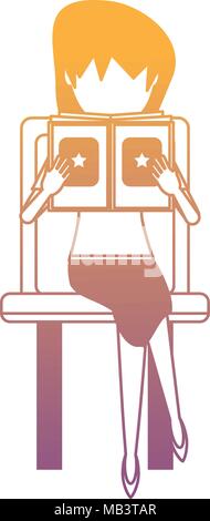 avatar businesswoman reading a book over white background, colorful design. vector illustration Stock Vector