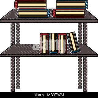 shelves with books over white background, colorful design. vector illustration Stock Vector