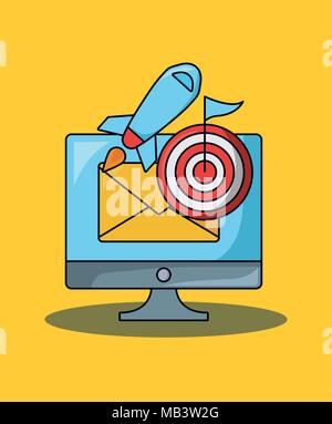 Seo design with computer and rocket over decorative frame and gray ...