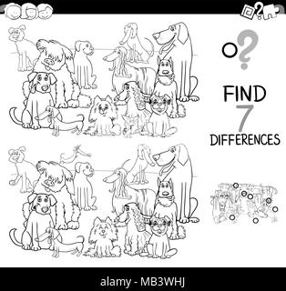 differences game with cartoon dogs coloring page Stock Vector Image ...