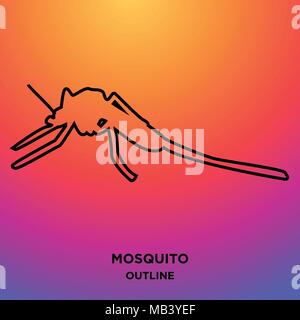 mosquito outline on purple background Stock Vector