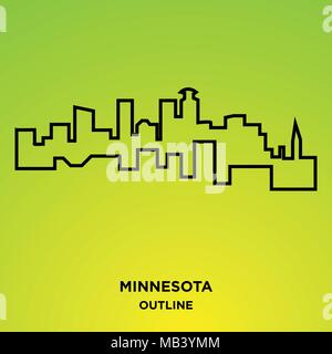 minnesota outline on green background Stock Vector