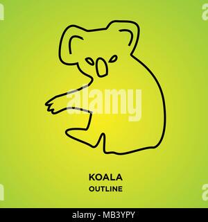 koala outline on green background Stock Vector