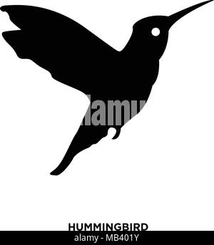 hummingbird silhouette on white bbackground, in black Stock Vector