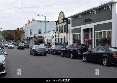 Tourist on the streets of Bar Harbor, Maine. Stock Photo