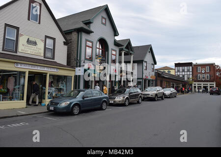 Tourist on the streets of Bar Harbor, Maine. Stock Photo