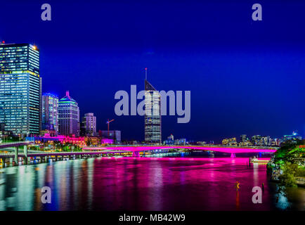 Beautiful Brisbane river colours just before the 2017 Riverfire celebration Stock Photo