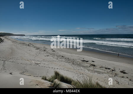 Miles of empty sand, St. Clair Beach, Dunedin, New Zealand Stock Photo