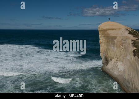 Sandstone cliff at Tunnel Beach, Dunedin, New Zealand Stock Photo