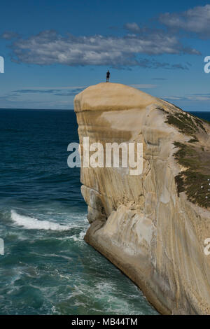 Sandstone cliff at Tunnel Beach, Dunedin, New Zealand Stock Photo