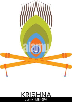 Krishna flute hinduism color icon Royalty Free Vector Image