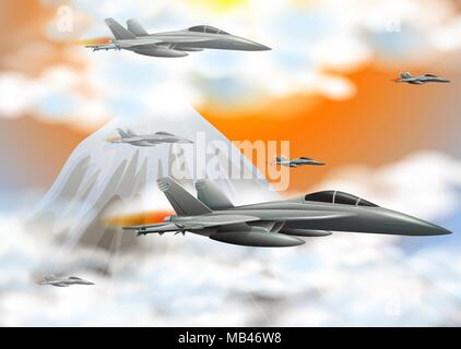 Many jet planes flying in the sky Stock Vector Image & Art - Alamy