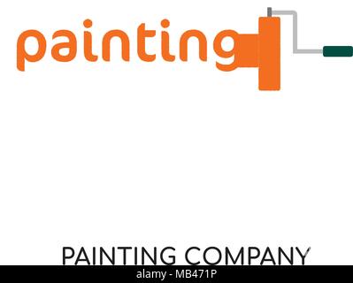 painting company logo isolated on white background for your web, mobile and app design Stock Vector