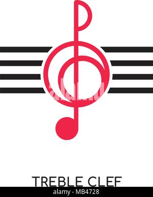 treble clef logo isolated on white background for your web, mobile and app design Stock Vector