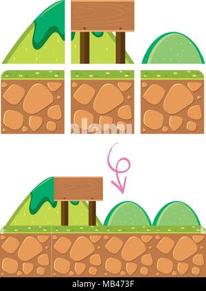 A Game Template Mountain Scene illustration Stock Vector