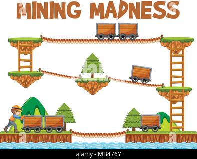 Mining Madness Game Element illustration Stock Vector