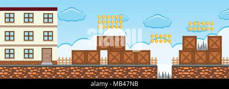 Game Template in City Scene illustration Stock Vector