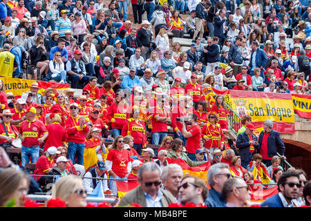 VALENCIA, SPAIN - 06/04/2018. Fans during the Copa Davis 2018, Spain v Germany, Plaza de Toros of Valencia, Spain. Stock Photo