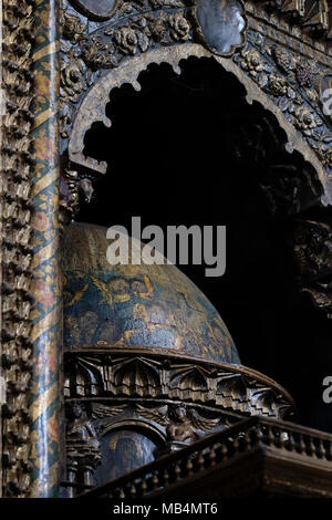 The decorated ceiling dome over the Burial Vault of the Apostle St. James the Greater where the Blessed Virgin buried the head of the Apostle James inside the Cathedral of Saint James a 12th-century Armenian church and the principal church of the Armenian Patriarchate of Jerusalem in the Armenian Quarter Old city East Jerusalem Israel Stock Photo