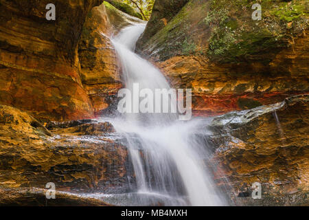 Queer Creek waterfall in Hocking Hills State Park. Stock Photo
