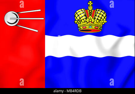 3D Flag of Kaluga City, Russia. 3D Illustration. Stock Photo