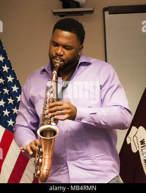Joseph Kennerly performs a musical rendition of “Lift up your voice and sing,” during the annual African American History Month observance at William Beaumont Army Medical Center, Feb. 9. Stock Photo