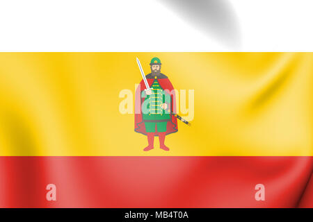 3D Flag of Ryazan Oblast, Russia. 3D Illustration. Stock Photo