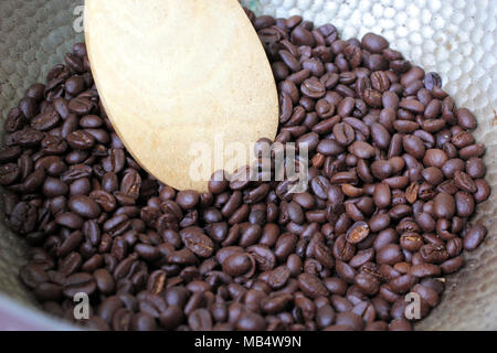 photo of roasted coffee beans in jar Stock Photo