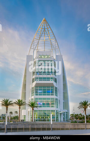 Cape Canaveral, Florida, USA - March 30 2018: Exploration Tower is located at the  Port of Canaveral and features 7 stories of fun and interactive exi Stock Photo