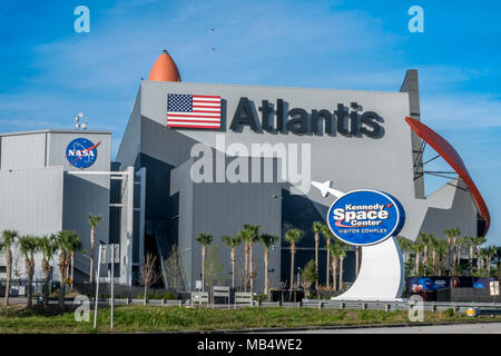 Cape Canaveral, Florida, USA - March 30, 2018: Kennedy Space Center Visitors Complex offers tours, exhibits, and historical displays. Stock Photo