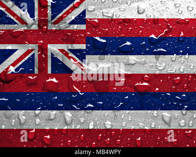 flag of Hawaii with rain drops Stock Photo