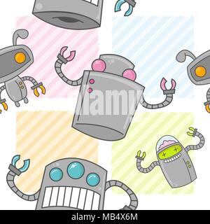 Cute colorful cartoon robots seamless pattern background Stock Vector ...
