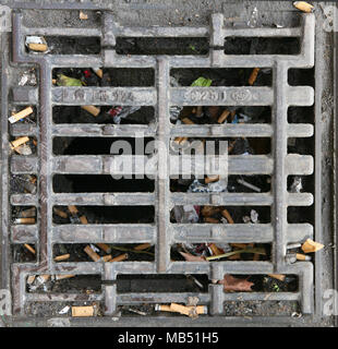 Drain grates with light background texture Stock Photo