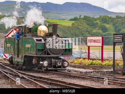 Earl Of Merioneth II an 0-4-4-0 Double Fairlie was the third locomotive to be built by the Festiniog Railway Company in its own workshops at Boston Lo Stock Photo