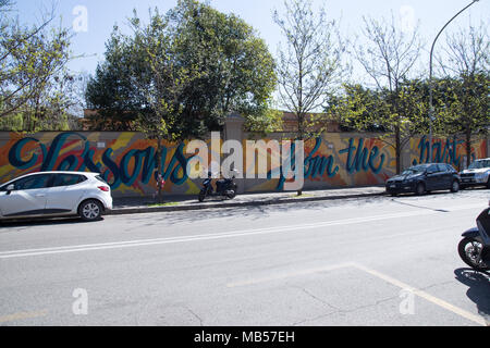 Rome, Italy. 07th Apr, 2018. Along the external wall of the Spallanzani hospital a sort of 'Hall of fame' of the great doctors and scientists, commissioned to celebrate the 80th anniversary of the structure. Credit: Matteo Nardone/Pacific Press/Alamy Live News Stock Photo