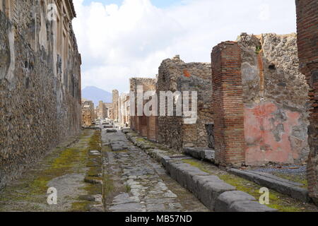 Pompeii, a vast archaeological site (ancient ruins) in southern Italy’s Campania region, near the coast of the Bay of Naples. Stock Photo