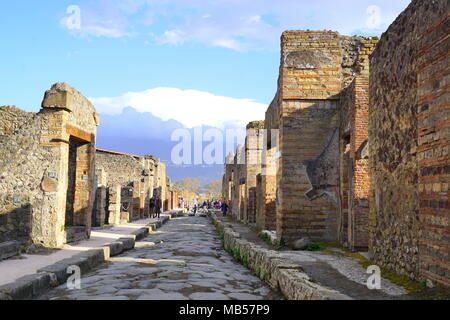 Pompeii, a vast archaeological site (ancient ruins) in southern Italy’s Campania region, near the coast of the Bay of Naples. Stock Photo