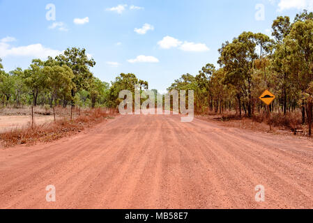 Pajinka Road leading through the bush in Far North Queensland near Cape York Stock Photo
