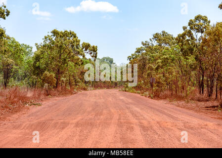 Pajinka Road leading through the bush in Far North Queensland near Cape York Stock Photo