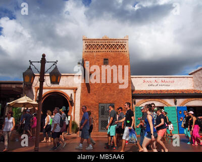 Visitors walking through Morocco at World Disney World Epcot Center, Orlando, Florida 2017 © Katharine Andriotis Stock Photo