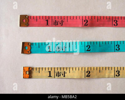 Tailor tape ruler in Cun aka the Chinese Inch measuring unit Stock Photo