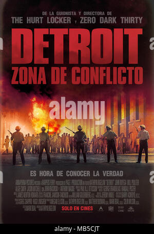 RELEASE DATE: August 4, 2017 TITLE: Detroit STUDIO: Annapurna Pictures DIRECTOR: Kathryn Bigelow PLOT: Fact-based drama set during the 1967 Detroit riots in which a group of rogue police officers respond to a complaint with retribution rather than justice on their minds. STARRING: John Boyega, Anthony Mackie, Algee Smith. (Credit Image: © Annapurna Pictures/Entertainment Pictures) Stock Photo