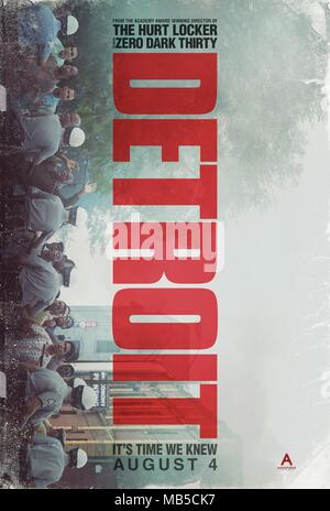 RELEASE DATE: August 4, 2017 TITLE: Detroit STUDIO: Annapurna Pictures DIRECTOR: Kathryn Bigelow PLOT: Fact-based drama set during the 1967 Detroit riots in which a group of rogue police officers respond to a complaint with retribution rather than justice on their minds. STARRING: John Boyega, Anthony Mackie, Algee Smith. (Credit Image: © Annapurna Pictures/Entertainment Pictures) Stock Photo