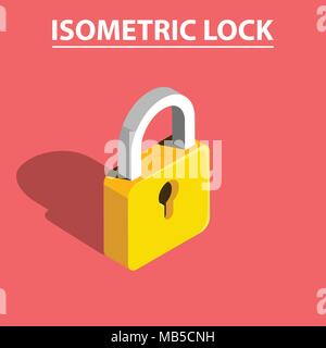 3D isometric lock vector Stock Vector