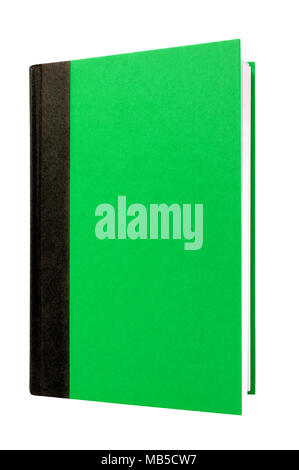 Bright green hardcover book front cover upright vertical isolated on white Stock Photo