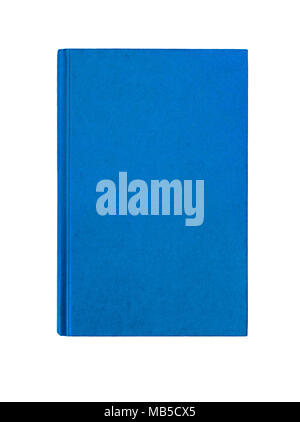Bright  blue plain hardcover book front cover upright vertical isolated on white Stock Photo