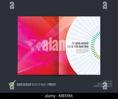 Abstract brochure design, modern catalog, centerfold cover, flyer in A4 with colourful rays Stock Vector